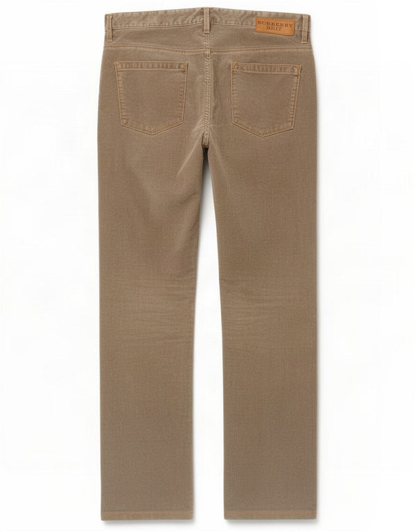 Burberry Uomo BRIT Pantaloni dritti in velluto a coste W35 L33 Marrone Cotone