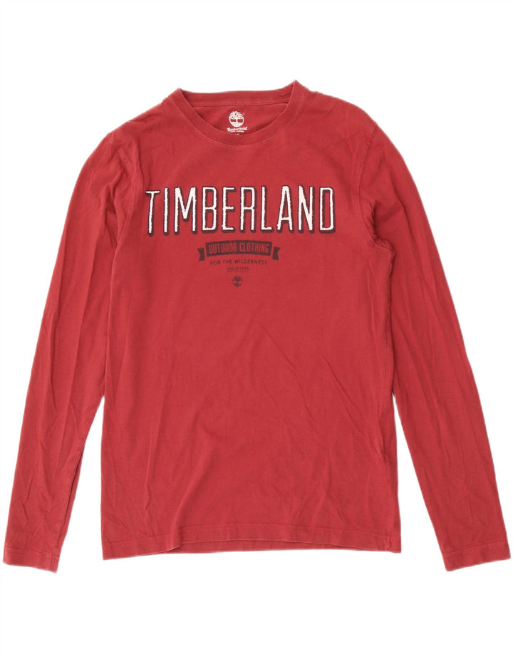 Timberland Mens Regular Fit Graphic Top manica lunga piccolo cotone rosso