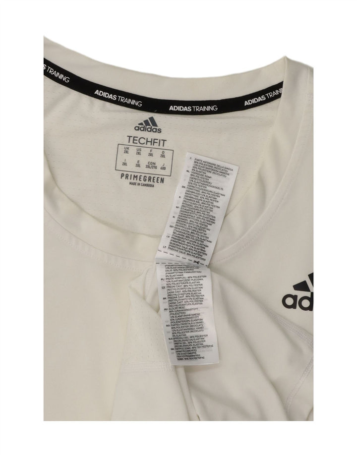 ADIDAS Mens Tech Fit T-Shirt Top 2XL White Polyester Vintage Adidas and Second-Hand Adidas from Messina Hembry 