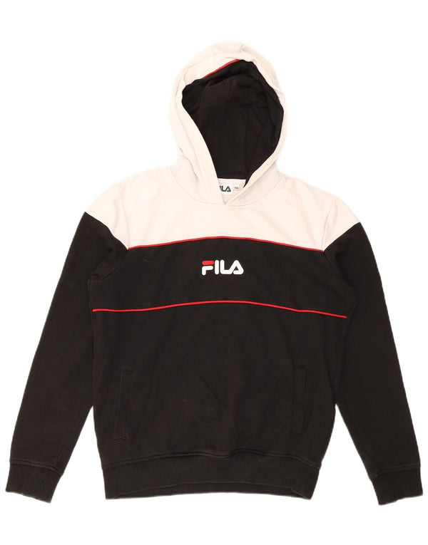 Felpa con cappuccio grafica da ragazzo Fila 13-14 anni in cotone color block nero