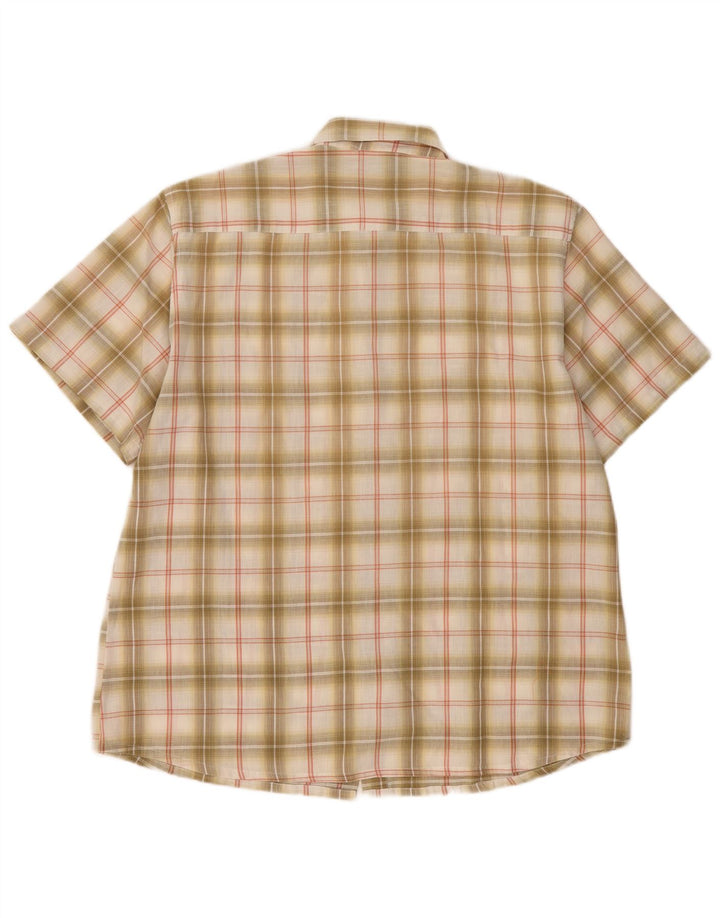 Camicia vintage a maniche corte da uomo 2XL a quadri beige