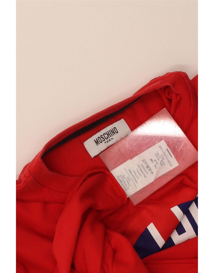 Moschino Maglietta grafica da bambino a manica lunga 12-13 anni in cotone rosso