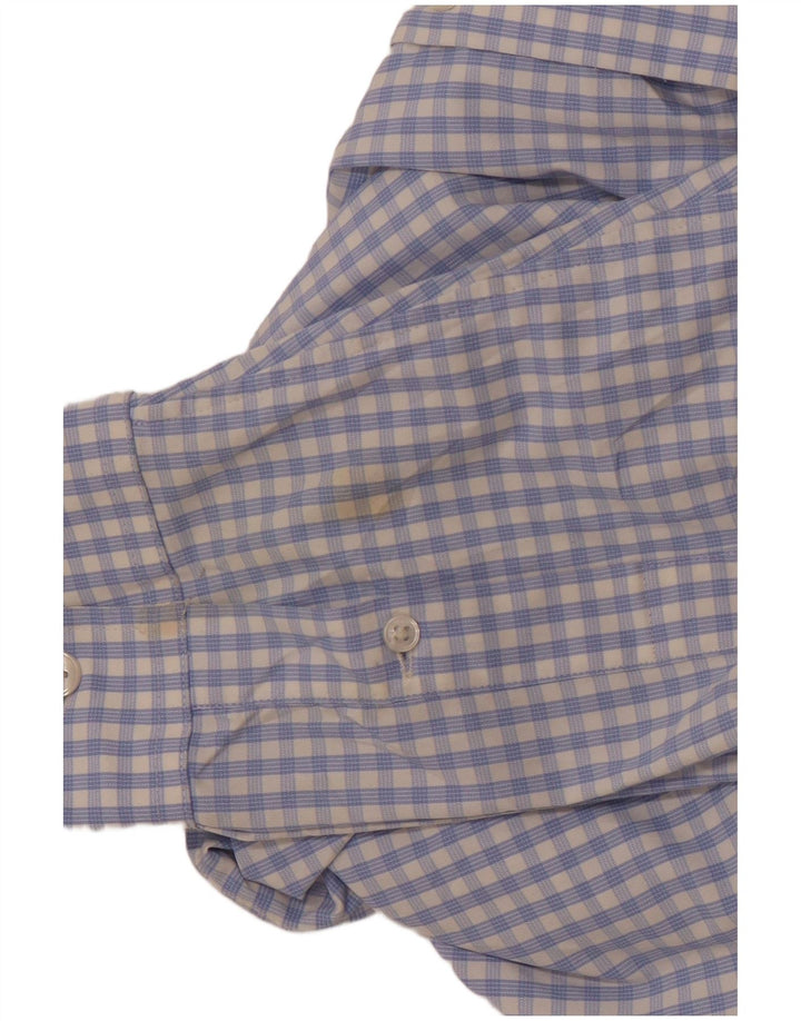 BONOBOS Camicia da uomo con vestibilità atletica, grande nylon a quadretti blu