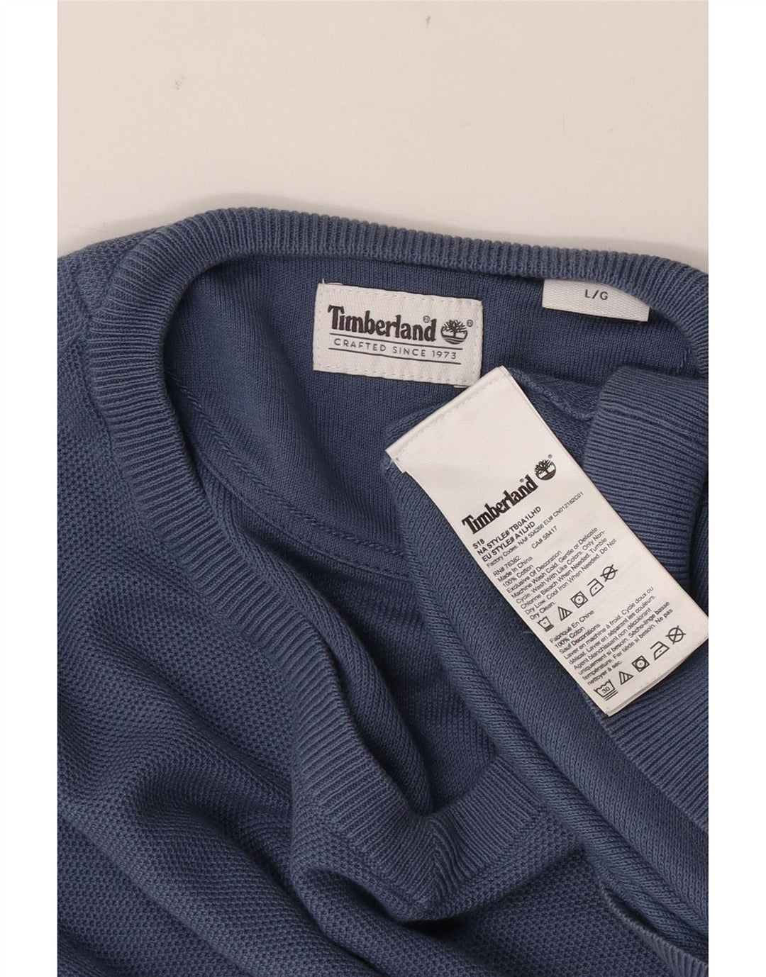 Maglione maglione con scollo a V da uomo Timberland grande cotone blu