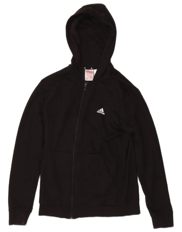 Felpa con cappuccio e zip grafica Adidas da ragazzo 13-14 anni in cotone nero