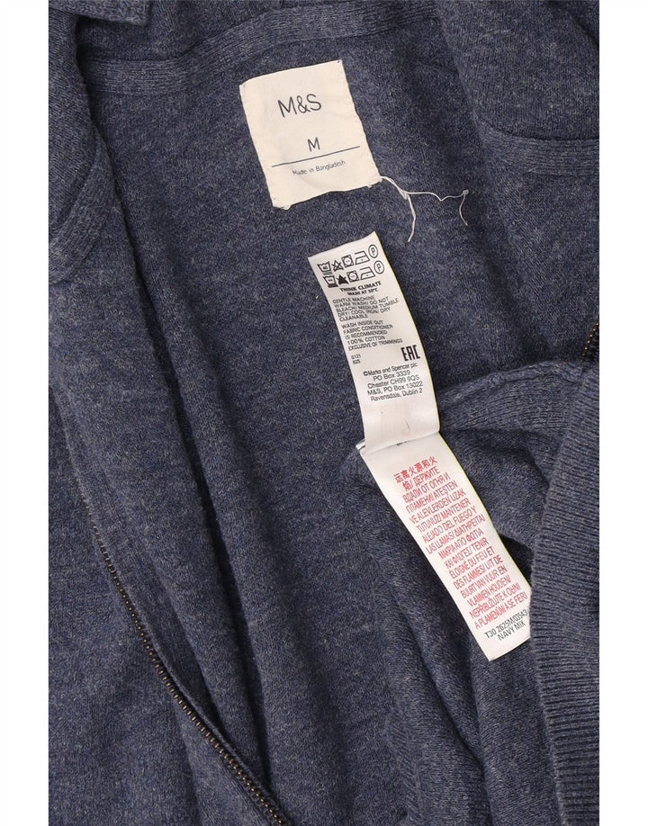 Maglione cardigan con cappuccio da uomo Marks & Spencer in cotone blu medio