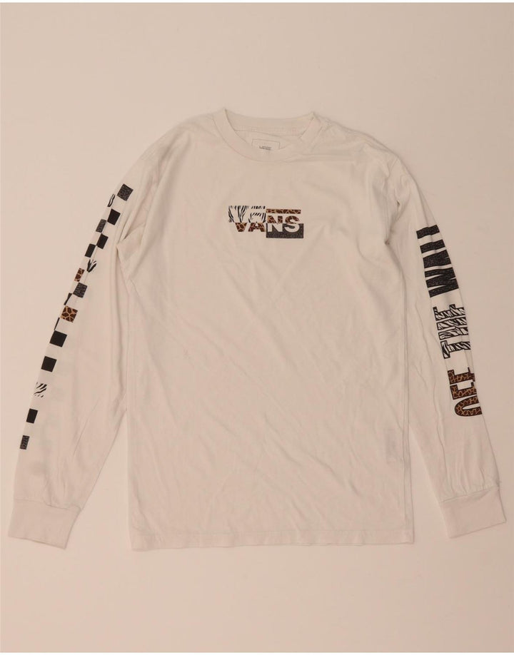 VANS Top grafico da uomo con vestibilità classica, manica lunga, piccolo, cotone bianco