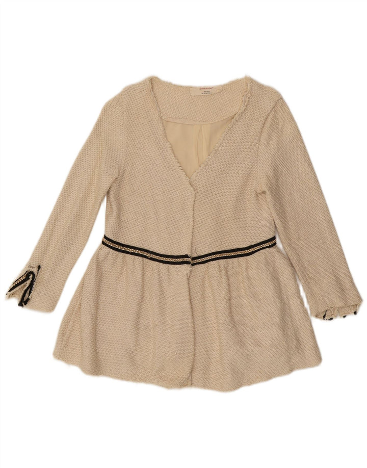 Giacca blazer aperta da donna Zara UK 12 Cotone beige medio