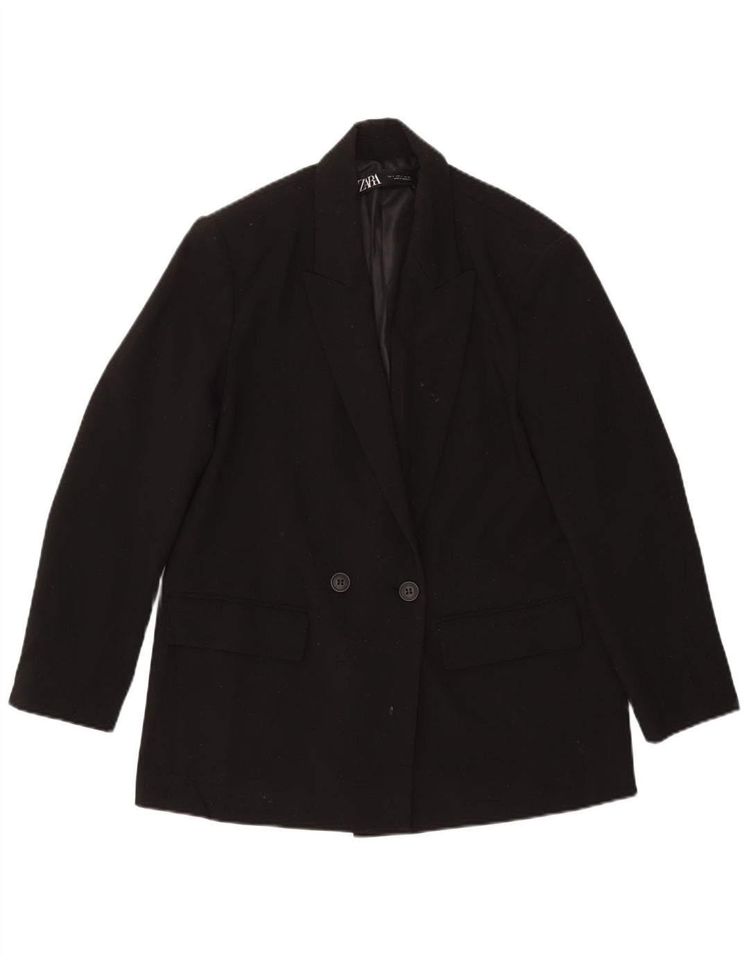 Giacca blazer doppiopetto da donna ZARA UK 10 piccola poliestere nero
