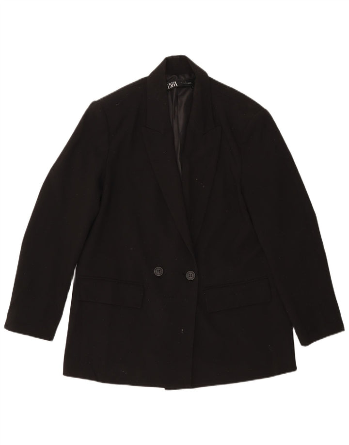 Giacca blazer doppiopetto da donna ZARA UK 10 piccola poliestere nero