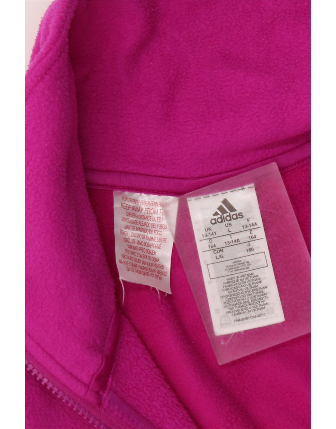 Felpa con grafica ADIDAS per ragazze, collo con zip, 13-14 anni, poliestere rosa