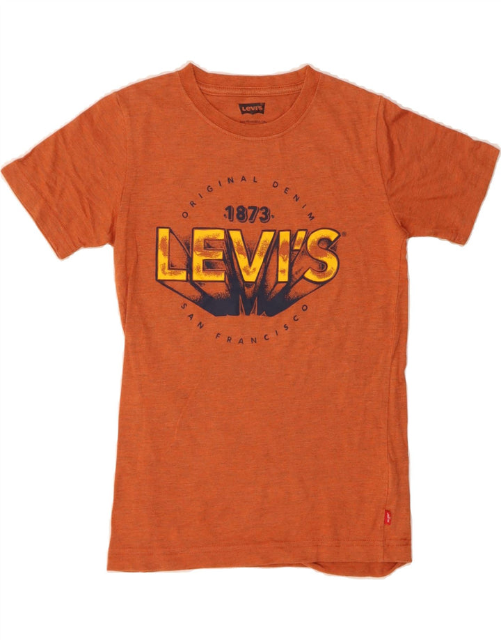 LEVI'S Boys Graphic T-Shirt Top 8-9 Years Small Orange Cotton Vintage Levi's and Second-Hand Levi's from Messina Hembry 