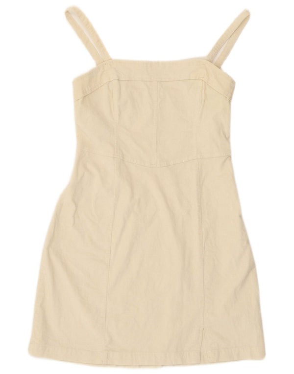 Prendisole Hollister da donna in velluto a coste UK 12 medio cotone bianco sporco