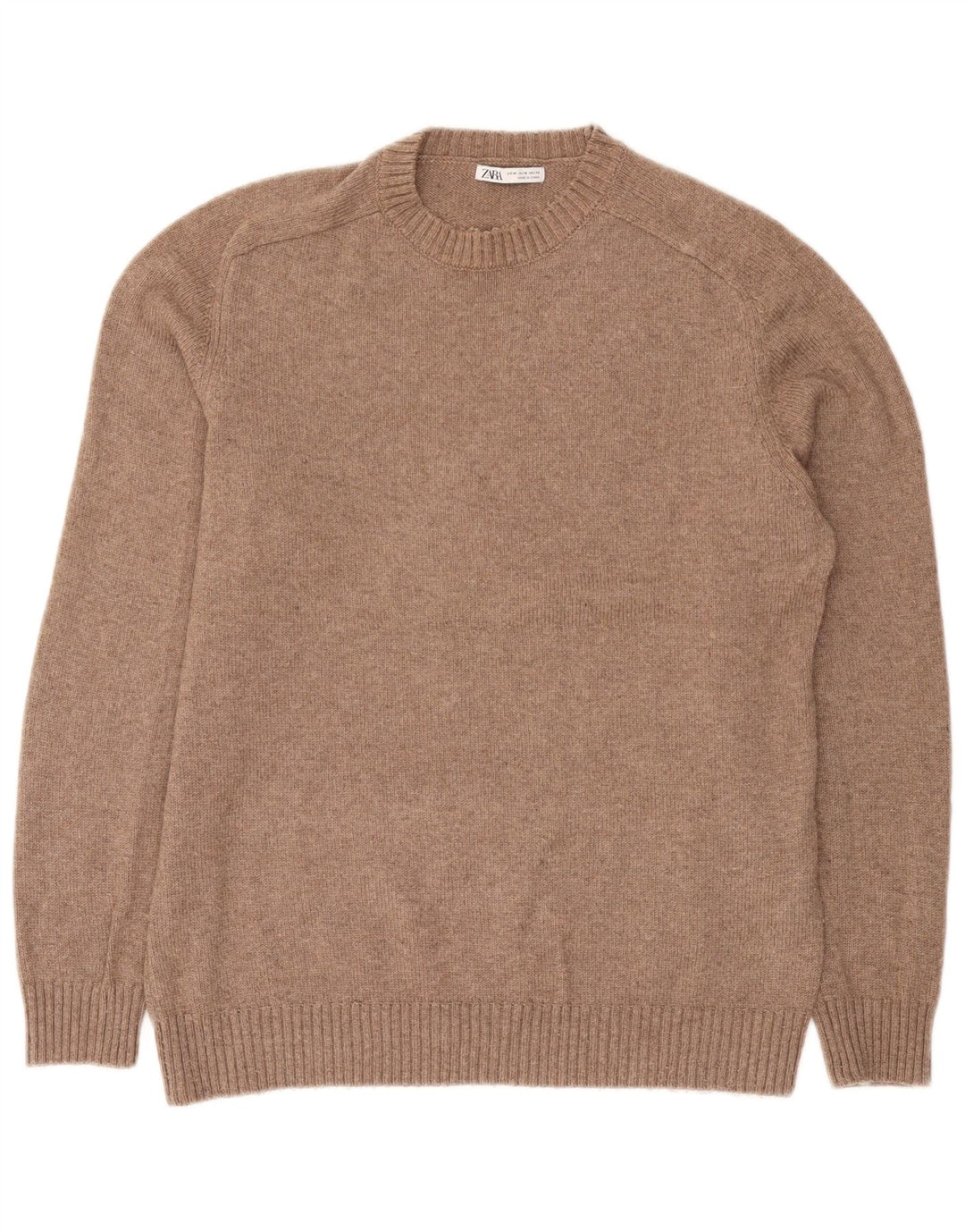 Maglione maglione girocollo da uomo Zara in poliestere marrone medio