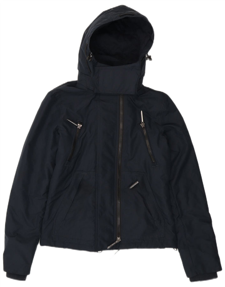 Giacca a vento con cappuccio grafica da donna SUPERDRY UK 8 Small Blu Navy