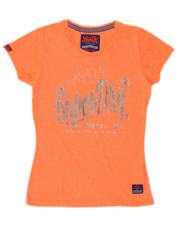 T-shirt grafica da donna SUPERDRY Top UK 12 Poliestere screziato arancione medio