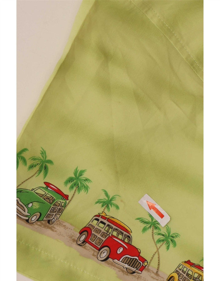 Camicia da Uomo Lowes a Maniche Corte con Grafica Taglia Large Verde Poliestere Hawaiana