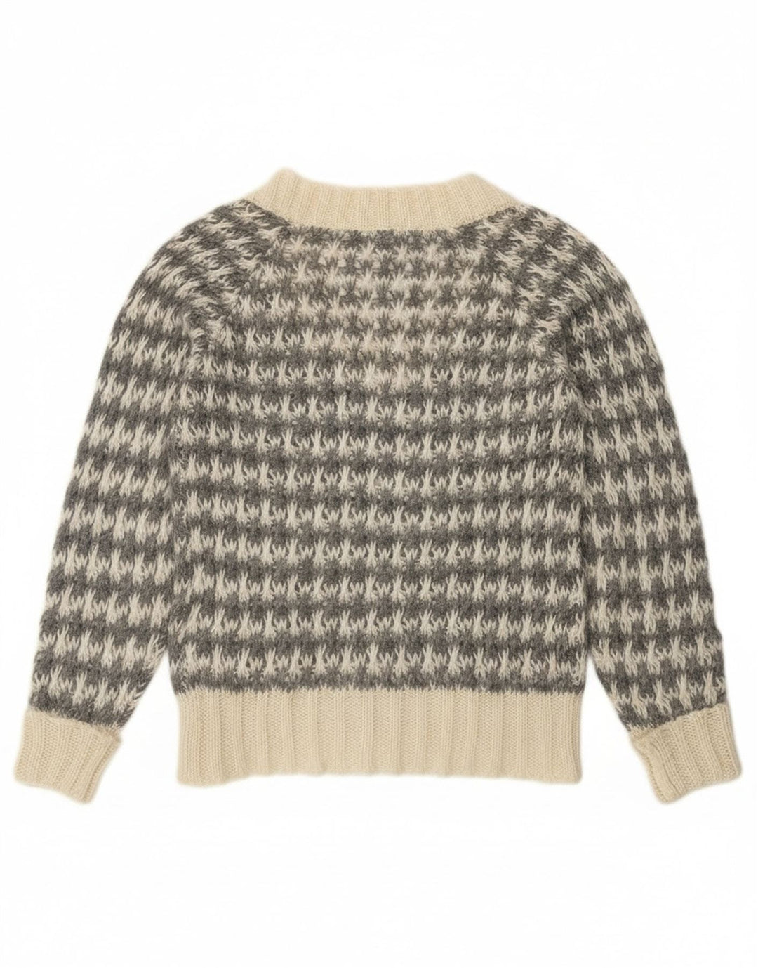 Maglione da donna con scollo a V Benetton UK 14 pied de poule grigio medio