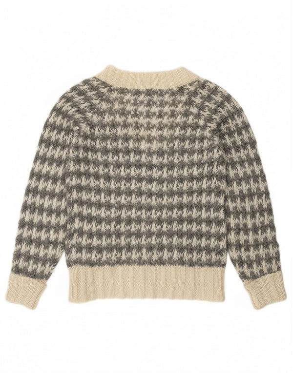 Maglione da donna con scollo a V Benetton UK 14 pied de poule grigio medio