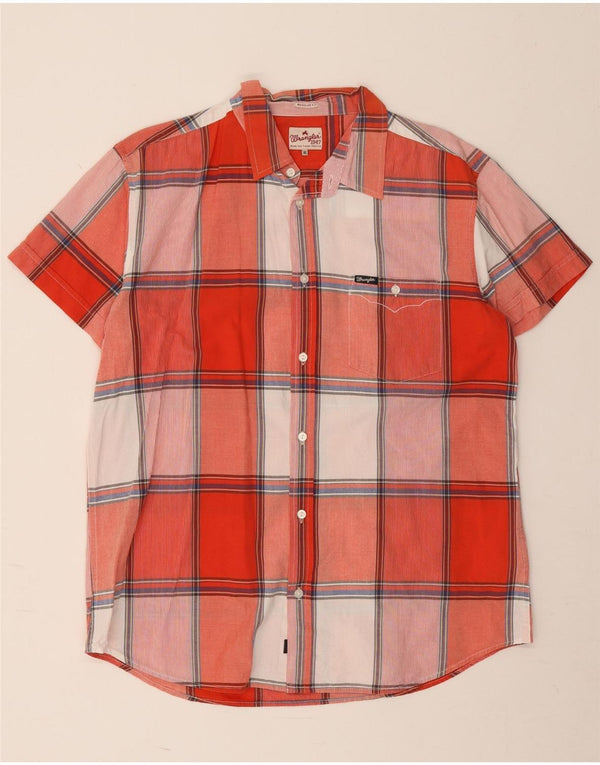 Camicia Wrangler da uomo a maniche corte vestibilità regolare XL in cotone a quadri rossi