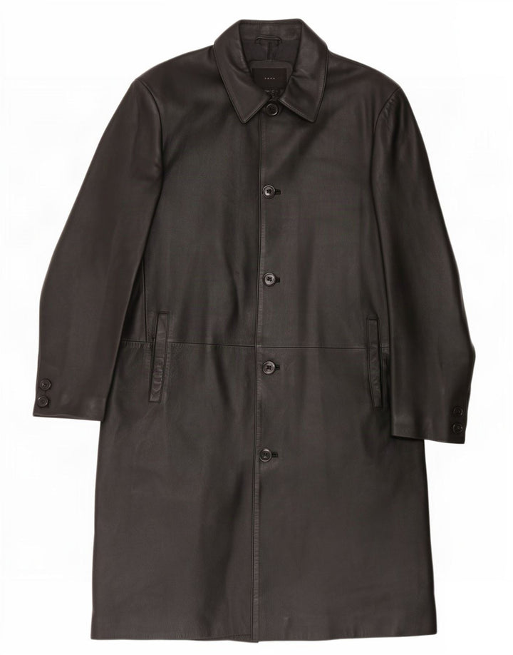 Cappotto in pelle da uomo Zara UK 42 XL Nero