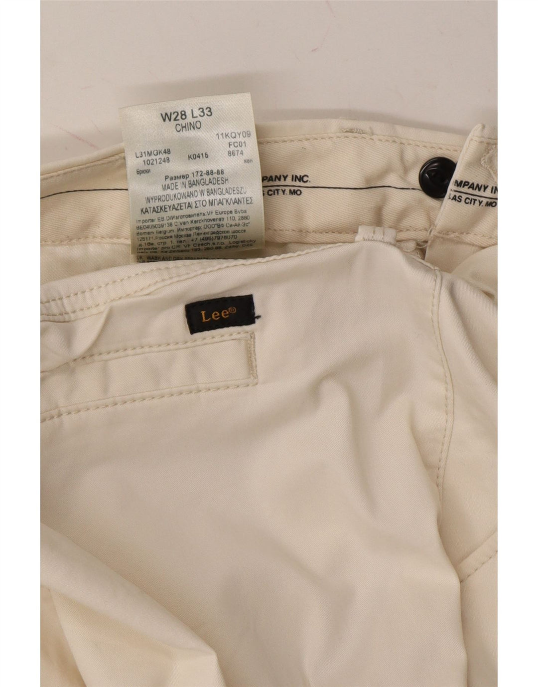 LEE Mens Straight Chino Trousers W28 L33 White Cotton Vintage Lee and Second-Hand Lee from Messina Hembry 