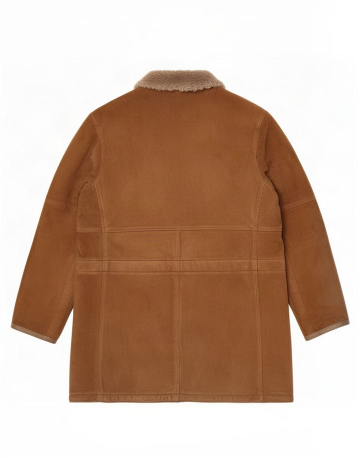Giacca vintage da donna in pelle scamosciata Sherpa IT 48 XL in pelle marrone