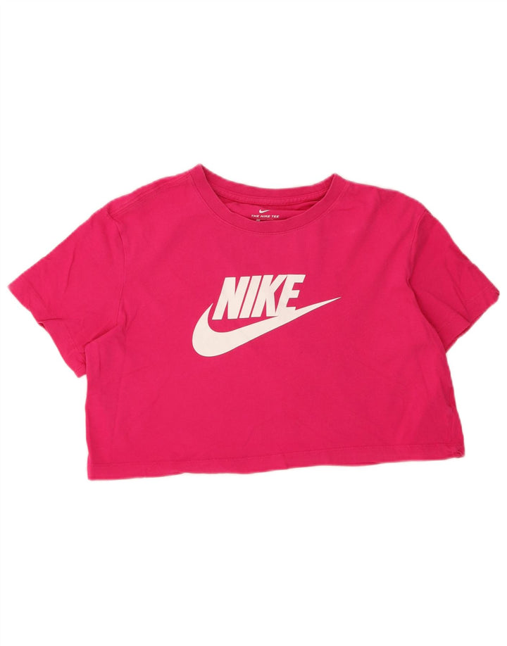 NIKE Womens Oversized Crop Graphic T-Shirt Top UK 10 Small Pink