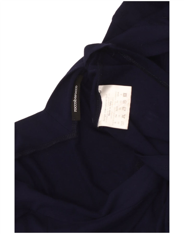 ROCCOBAROCCO Top corto da donna a maniche lunghe US 8 medio blu navy in viscosa