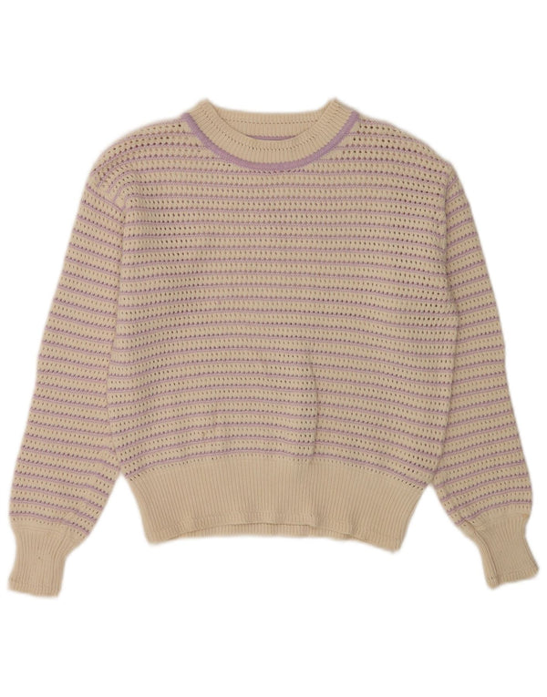 Maglione maglione con scollo a barca da donna Marks & Spencer UK 6 XS Beige a righe