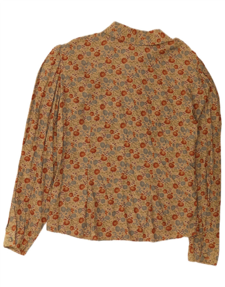 Camicetta camicia vintage da donna IT 48 XL Beige floreale