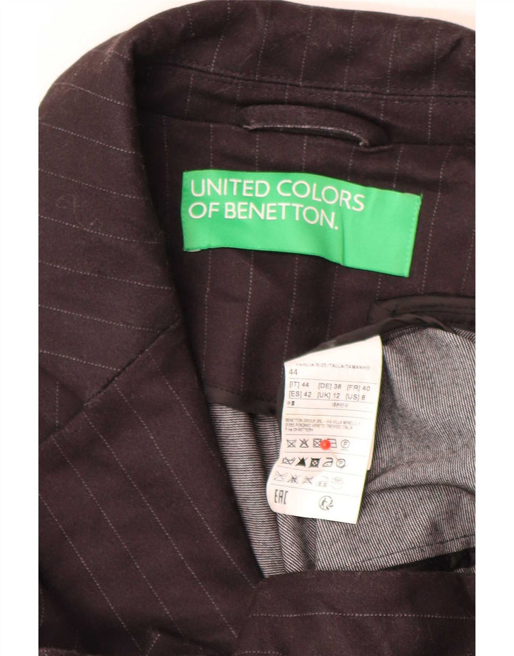 Giacca blazer da donna a 1 bottone Benetton UK 12 media nera a righe classica
