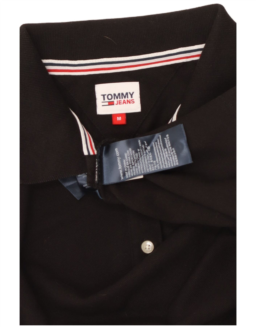 TOMMY HILFIGER Polo da donna UK 14 cotone nero medio