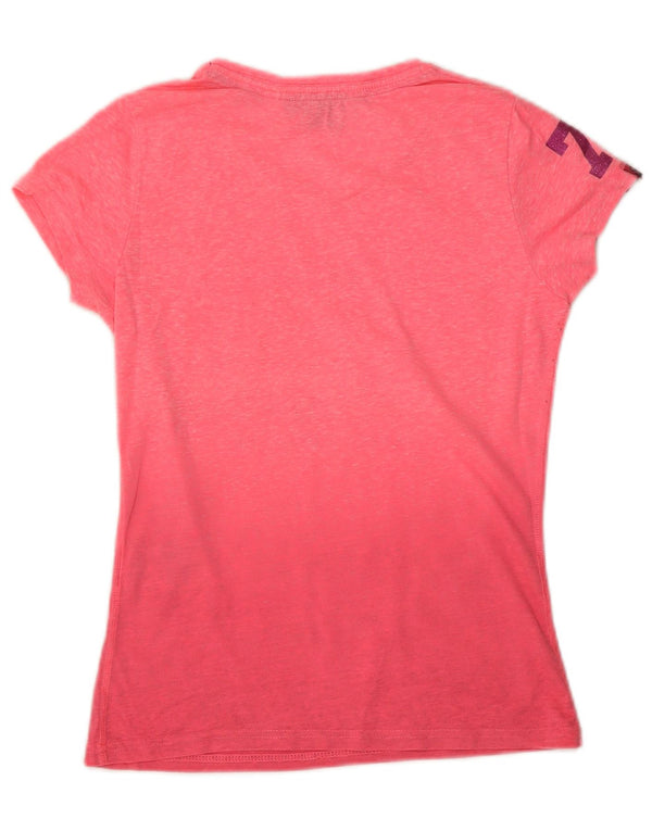 T-shirt grafica da donna Superdry Top UK 8 Small poliestere rosa tie-dye
