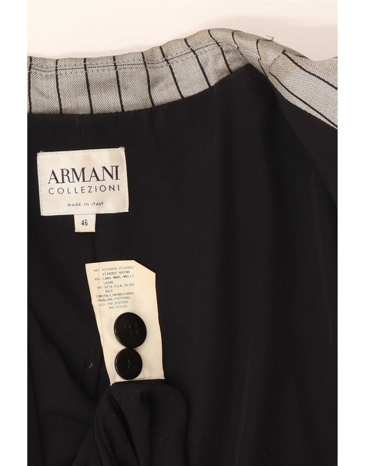 Giacca blazer da donna a 2 bottoni Armani Collezioni IT 46 grande gessato grigio