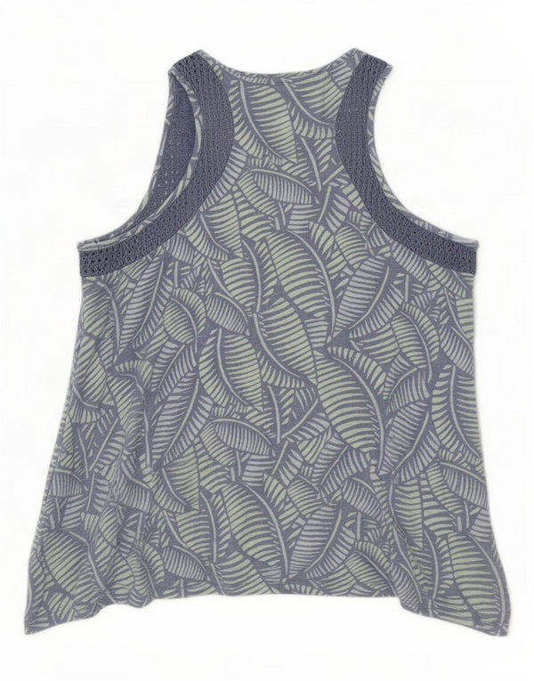 Top tunica asimmetrica da donna Fat Face UK 16 Grande lino floreale blu