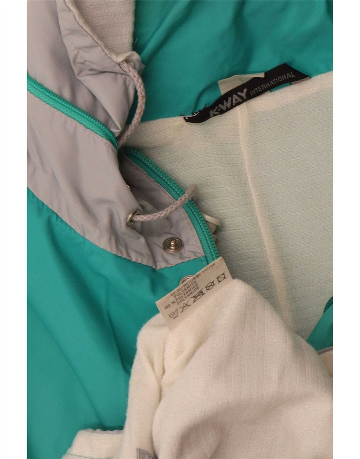Giacca antipioggia da uomo con cappuccio K-Way UK 40 Large Turchese Colorblock Poliammide