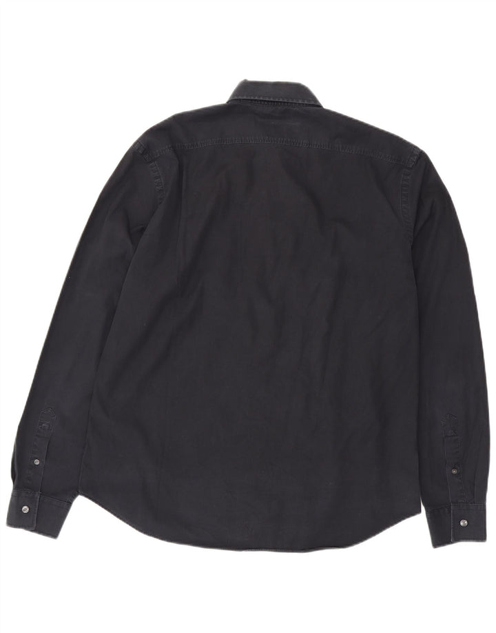 Camicia BRIT da uomo Burberry Large in cotone blu navy