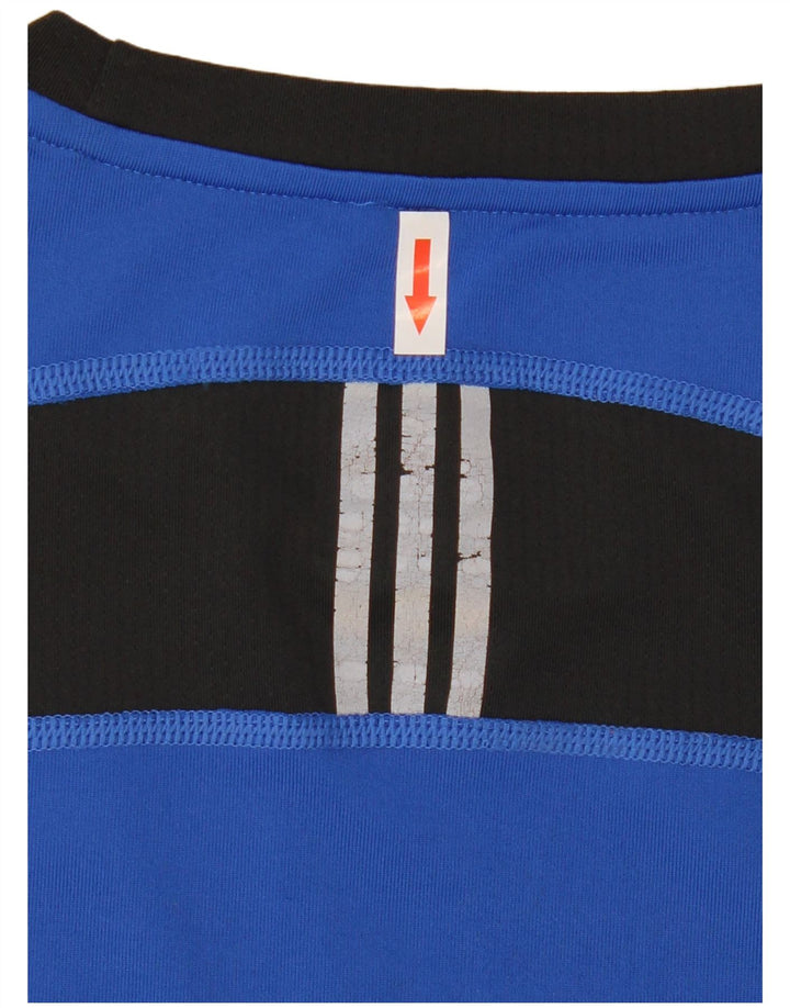 Adidas Uomo Climacool Top manica lunga piccolo blu Colourblock poliestere