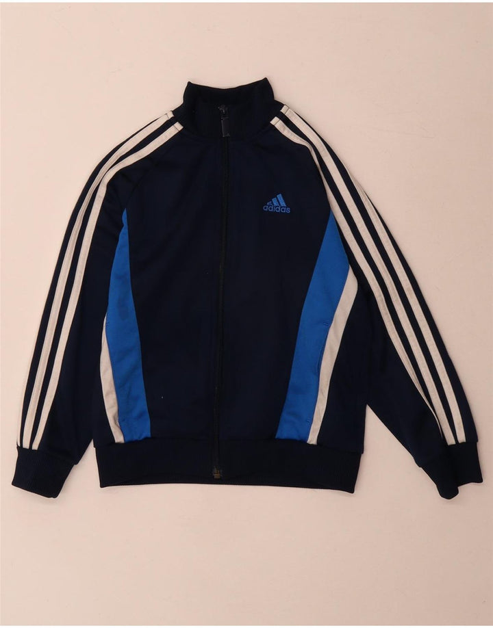 Giacca da tuta da ragazzo Adidas 7-8 anni in poliestere color block blu navy
