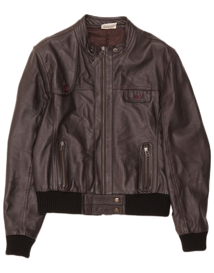 Giacca in pelle bomber da donna In Extenso UK 18 XL Marrone