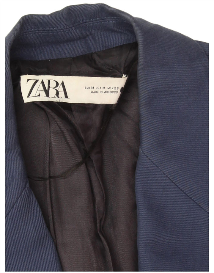 Giacca blazer a 1 bottone da donna Zara UK 14 cotone blu navy medio