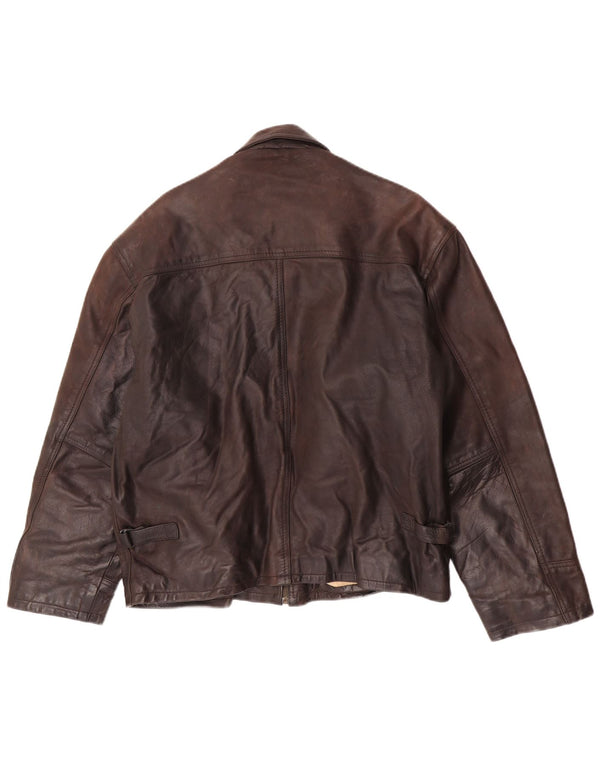 Giacca in pelle vintage da uomo UK 42 XL Marrone