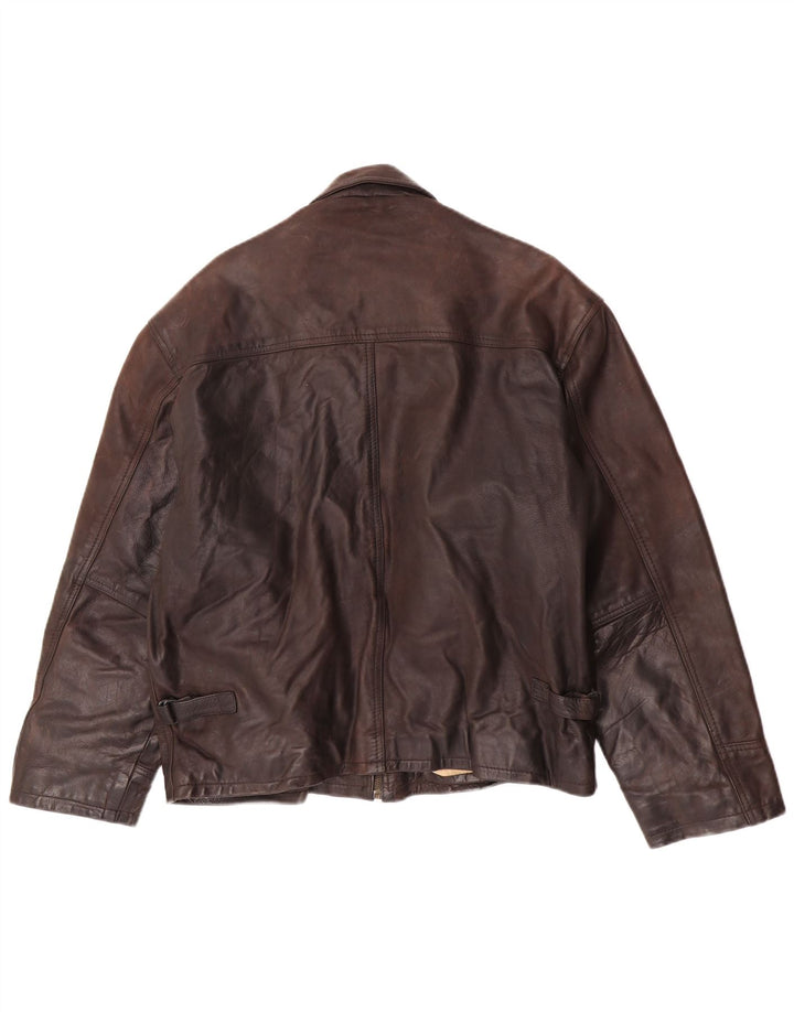 Giacca in pelle vintage da uomo UK 42 XL Marrone