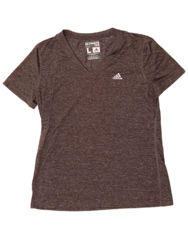 Adidas T-shirt da donna Top UK 16 Large Grey Flecked Poliestere Sports