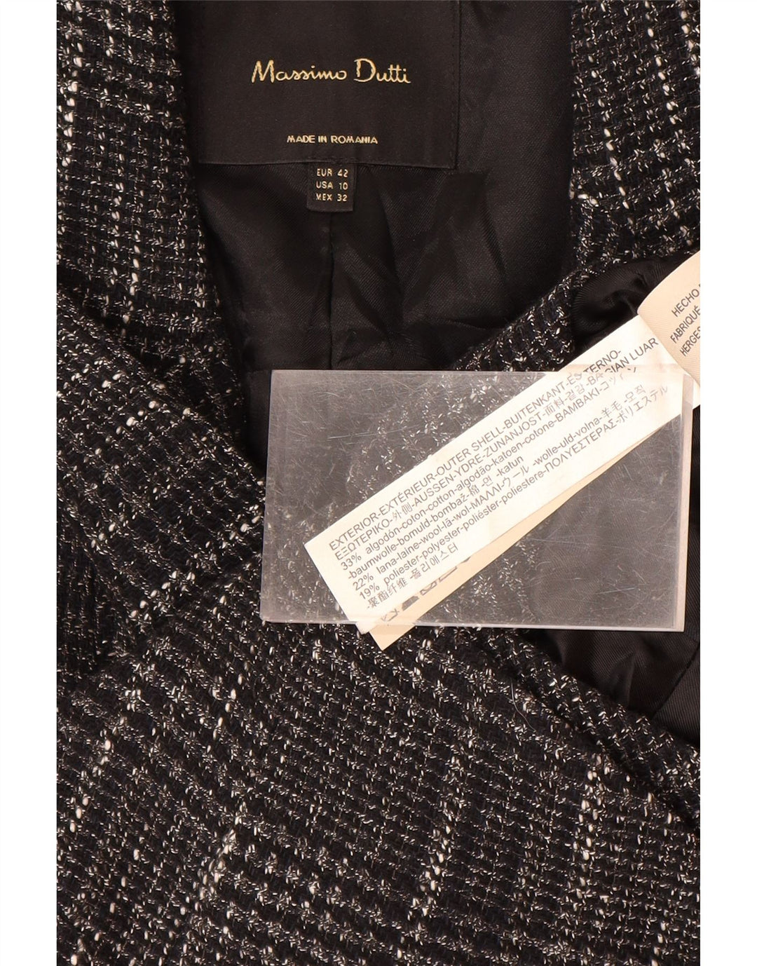 Giacca blazer da donna MASSIMO DUTTI EU 42 cotone a quadri grigi grandi