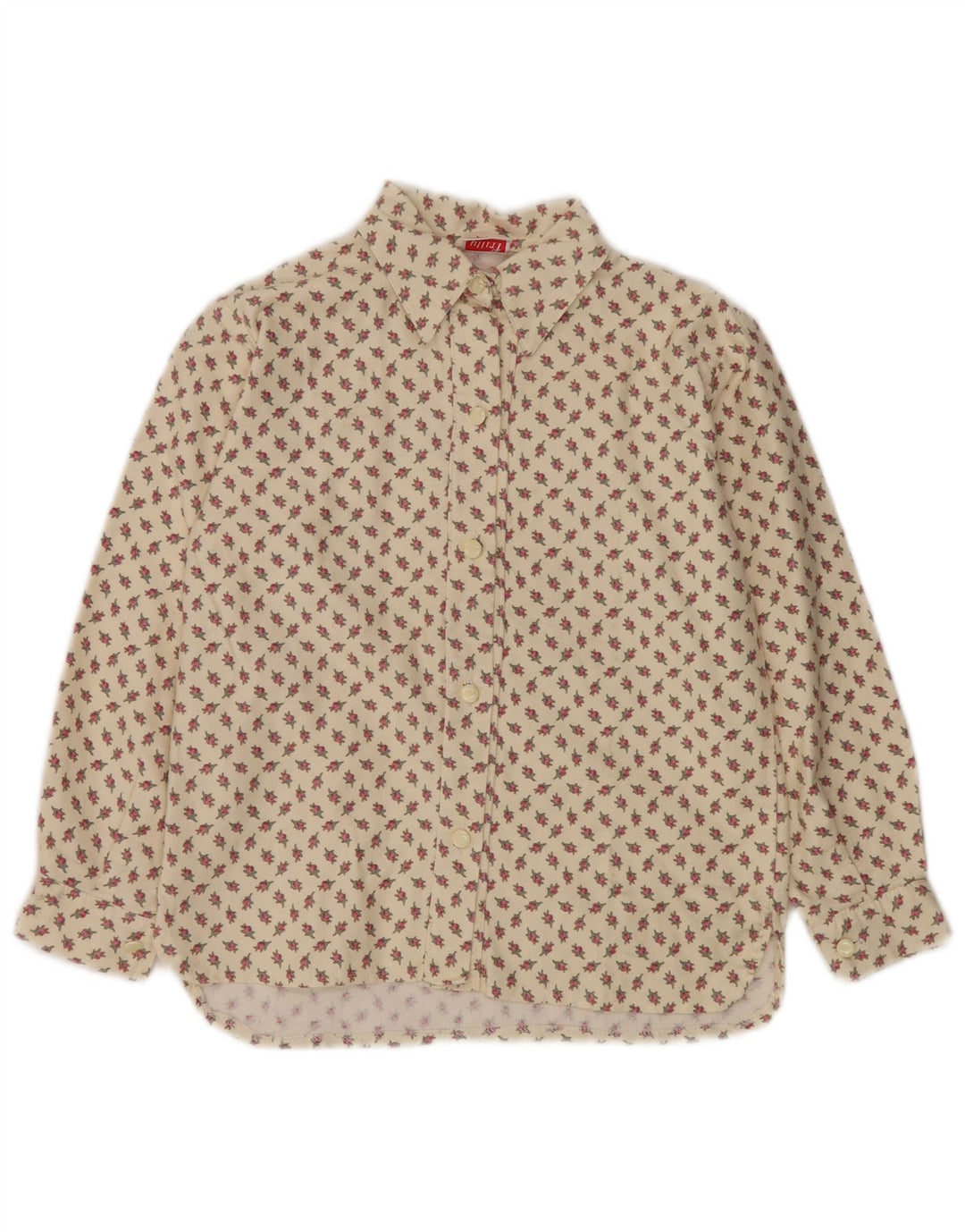 Camicetta da donna VINTAGE UK 10 piccolo cotone floreale beige