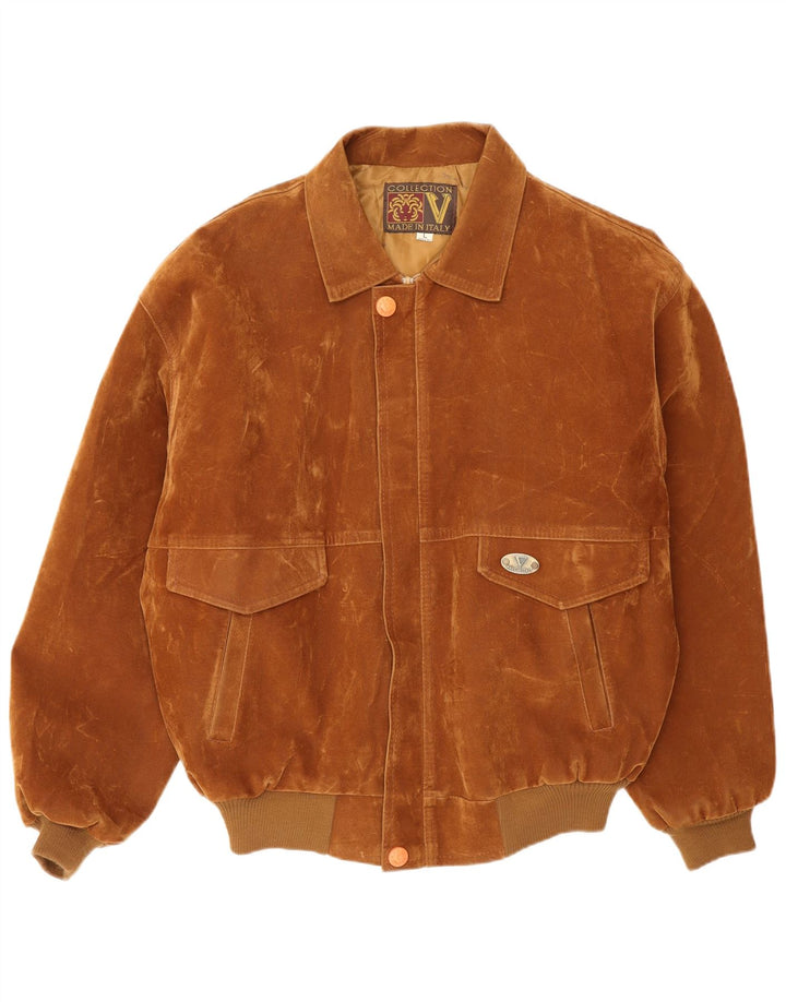 Giubbotto bomber vintage da uomo UK 40 grande poliestere marrone