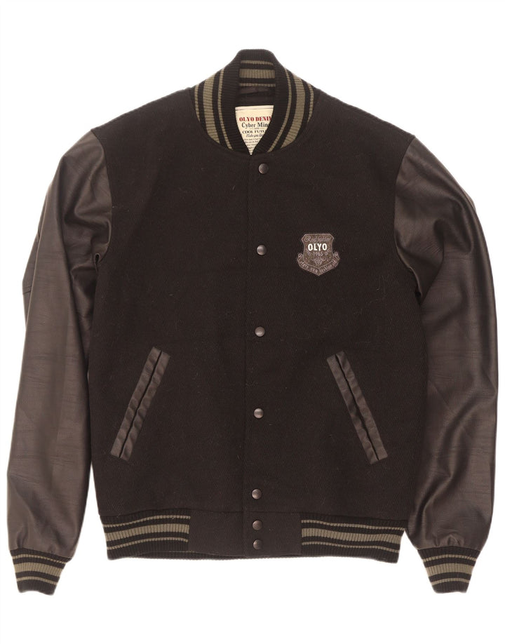 Giacca college da uomo vintage UK 42 XL nylon nero