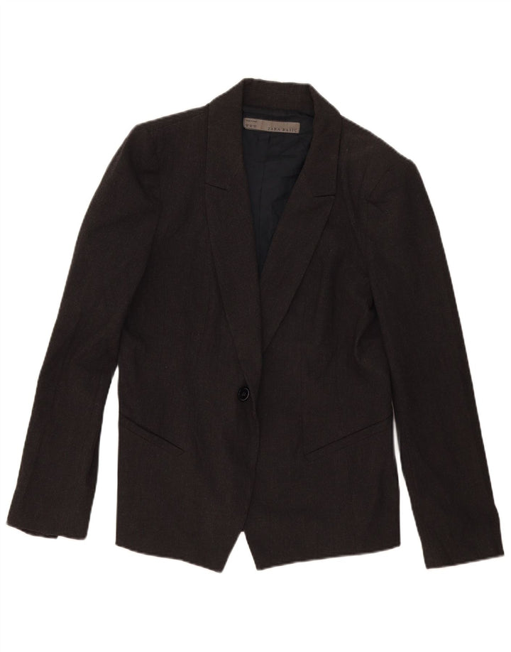 Giacca blazer a 1 bottone da donna Zara UK 16 XL poliestere grigio
